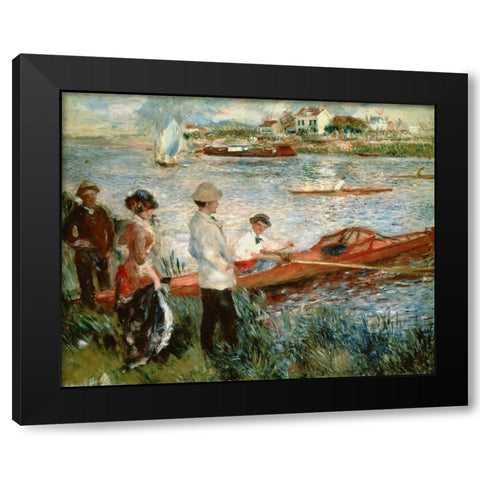 Oarsmen at Chatou Black Modern Wood Framed Art Print by Renoir, Pierre-Auguste