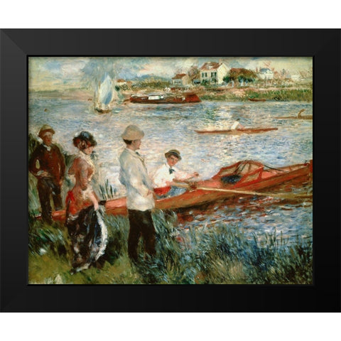 Oarsmen at Chatou Black Modern Wood Framed Art Print by Renoir, Pierre-Auguste