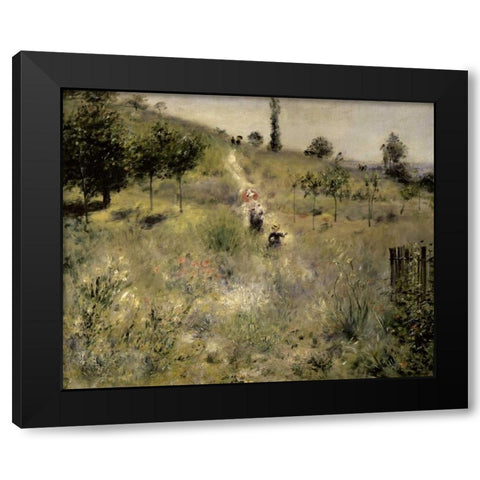 Path Through the Tall Grasses Black Modern Wood Framed Art Print by Renoir, Pierre-Auguste