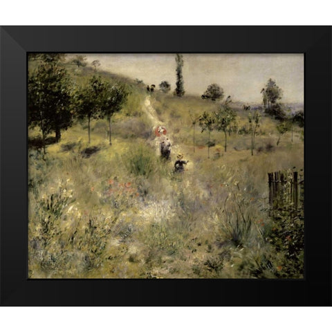 Path Through the Tall Grasses Black Modern Wood Framed Art Print by Renoir, Pierre-Auguste