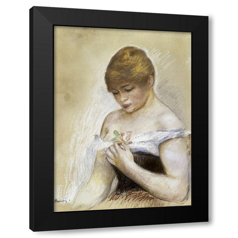 Portrait de Jeanne Samary Black Modern Wood Framed Art Print by Renoir, Pierre-Auguste