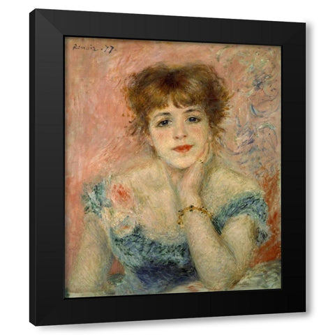Portrait of Actress Jeanne Samary Black Modern Wood Framed Art Print with Double Matting by Renoir, Pierre-Auguste