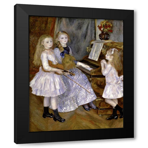 Portrait of the Daughters of Catulle Mendes Black Modern Wood Framed Art Print with Double Matting by Renoir, Pierre-Auguste