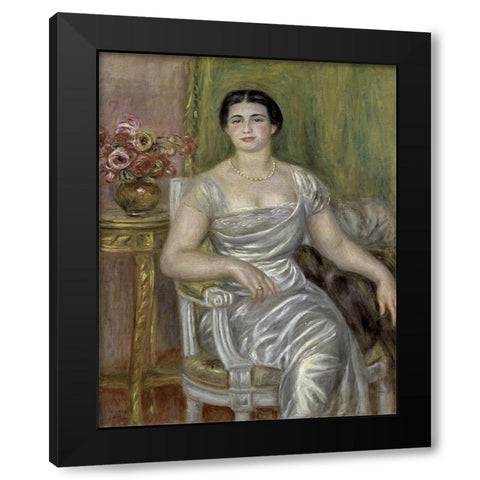 Portrait of the Poetess Alice Valliere Black Modern Wood Framed Art Print with Double Matting by Renoir, Pierre-Auguste