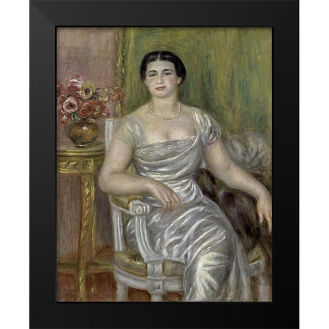 Portrait of the Poetess Alice Valliere Black Modern Wood Framed Art Print by Renoir, Pierre-Auguste