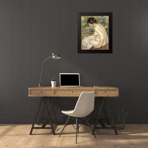 Profile Of Seated Bather Black Modern Wood Framed Art Print by Renoir, Pierre-Auguste