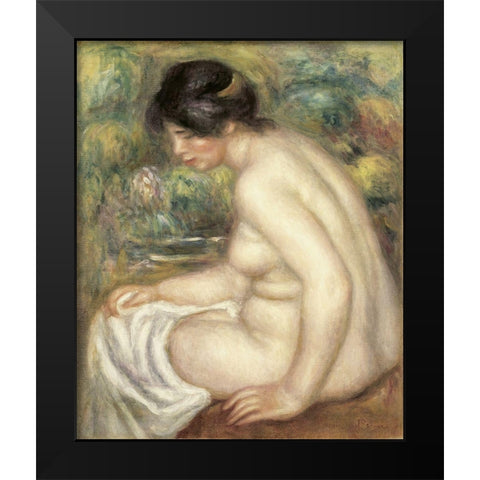 Profile Of Seated Bather Black Modern Wood Framed Art Print by Renoir, Pierre-Auguste