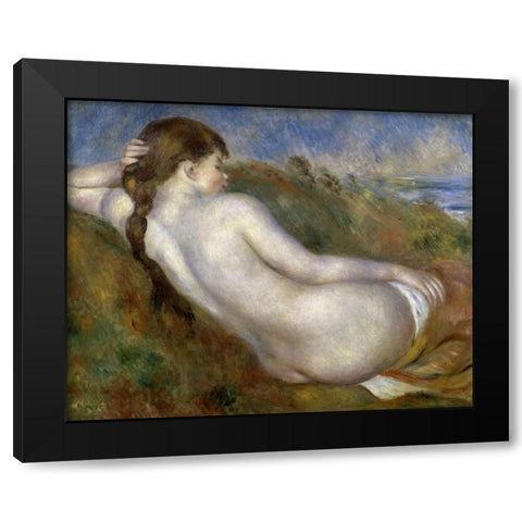Reclining Nude Black Modern Wood Framed Art Print with Double Matting by Renoir, Pierre-Auguste