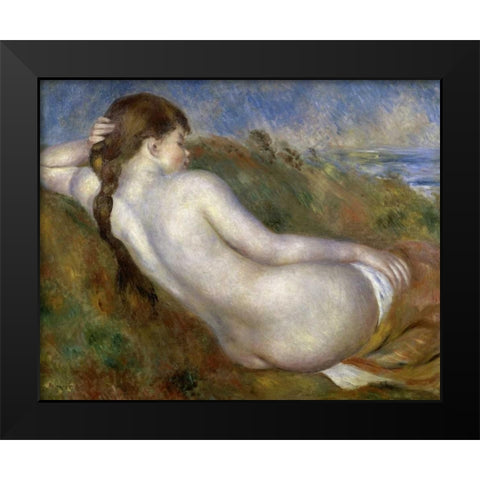 Reclining Nude Black Modern Wood Framed Art Print by Renoir, Pierre-Auguste