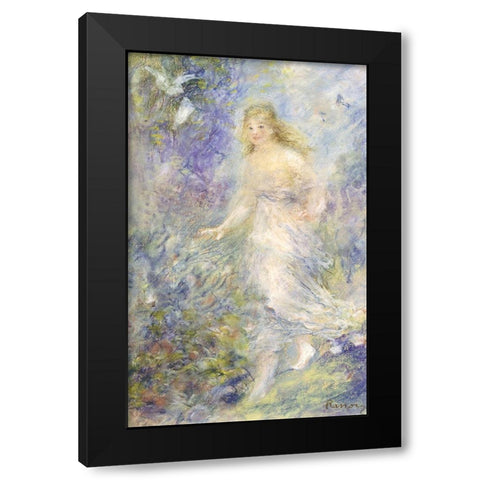 The Four Seasons: The Spring Black Modern Wood Framed Art Print by Renoir, Pierre-Auguste