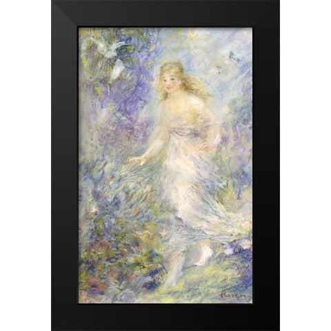 The Four Seasons: The Spring Black Modern Wood Framed Art Print by Renoir, Pierre-Auguste