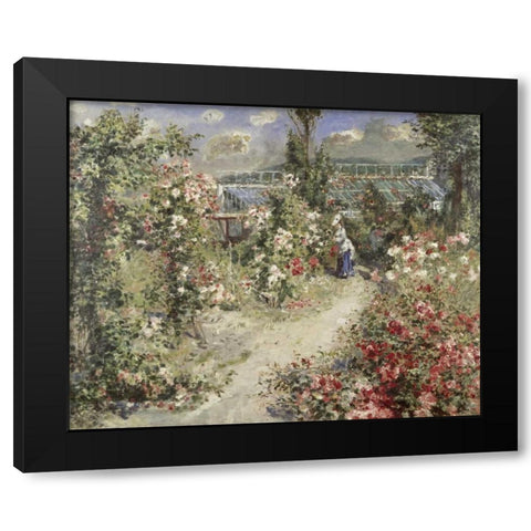 The Greenhouse Black Modern Wood Framed Art Print by Renoir, Pierre-Auguste