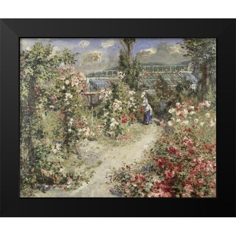 The Greenhouse Black Modern Wood Framed Art Print by Renoir, Pierre-Auguste