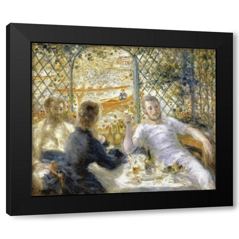 The Rowers Lunch Black Modern Wood Framed Art Print by Renoir, Pierre-Auguste