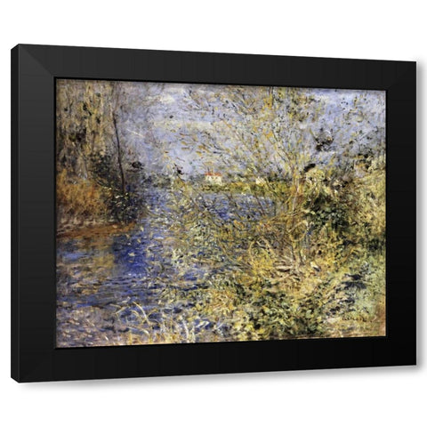 The Seine at Argenteuil Black Modern Wood Framed Art Print by Renoir, Pierre-Auguste