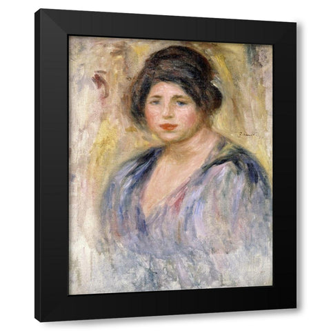 The Woman with a Hat (La Femme au Chapeau) Black Modern Wood Framed Art Print by Renoir, Pierre-Auguste