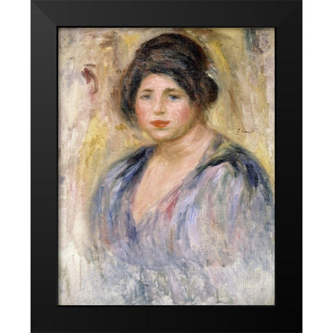 The Woman with a Hat (La Femme au Chapeau) Black Modern Wood Framed Art Print by Renoir, Pierre-Auguste
