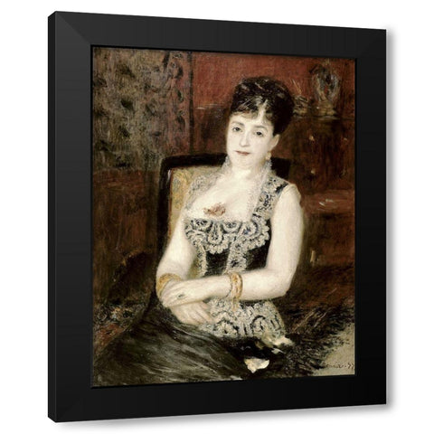 Portrait of a Woman Black Modern Wood Framed Art Print with Double Matting by Renoir, Pierre-Auguste