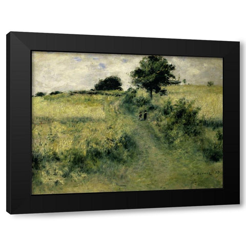 Two People in a Field Black Modern Wood Framed Art Print with Double Matting by Renoir, Pierre-Auguste