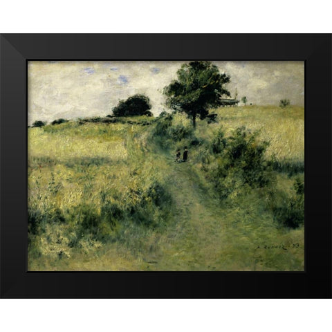 Two People in a Field Black Modern Wood Framed Art Print by Renoir, Pierre-Auguste