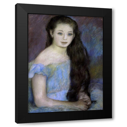 Young Girl With Dark Brown Hair Black Modern Wood Framed Art Print with Double Matting by Renoir, Pierre-Auguste