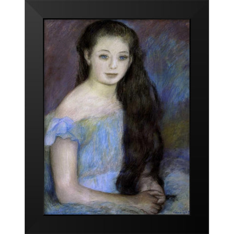 Young Girl With Dark Brown Hair Black Modern Wood Framed Art Print by Renoir, Pierre-Auguste