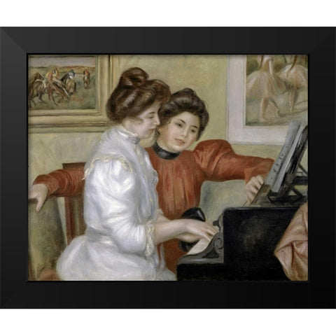 Yvonne and Christine Lerolle at the Piano, 1897-1898 Black Modern Wood Framed Art Print by Renoir, Pierre-Auguste