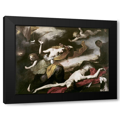 Death of Adonis Black Modern Wood Framed Art Print by Ribera, Jusepe de