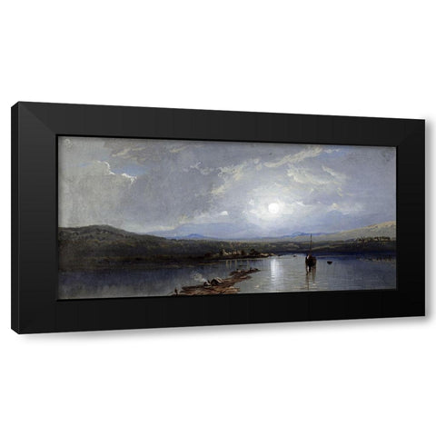 Moonlit River Black Modern Wood Framed Art Print with Double Matting by Richards, William Trost