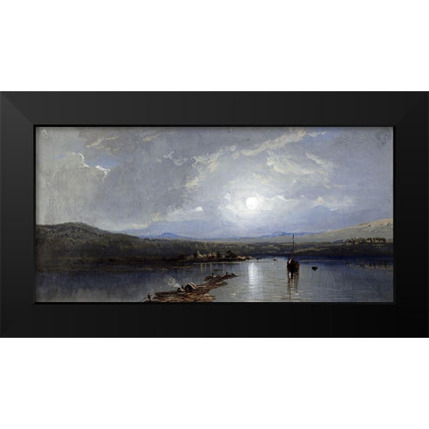 Moonlit River Black Modern Wood Framed Art Print by Richards, William Trost