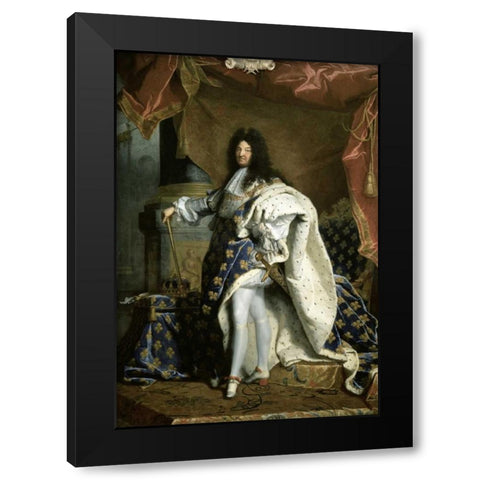 Louis XIV, King of France Black Modern Wood Framed Art Print by Rigaud, Hyacinthe