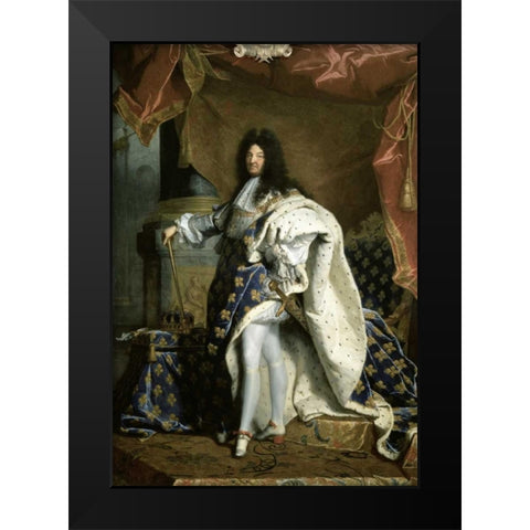 Louis XIV, King of France Black Modern Wood Framed Art Print by Rigaud, Hyacinthe
