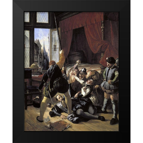 St. Bartholomews Day Massacre Black Modern Wood Framed Art Print by Robert-Fleury, Joseph Nicolas