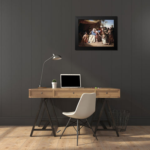 Jacob Refusing To Let Benjamin Leave Black Modern Wood Framed Art Print by Roger, Eugene