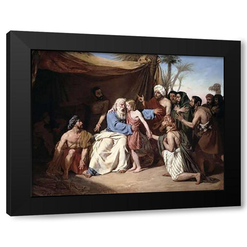 Jacob Refusing To Let Benjamin Leave Black Modern Wood Framed Art Print by Roger, Eugene