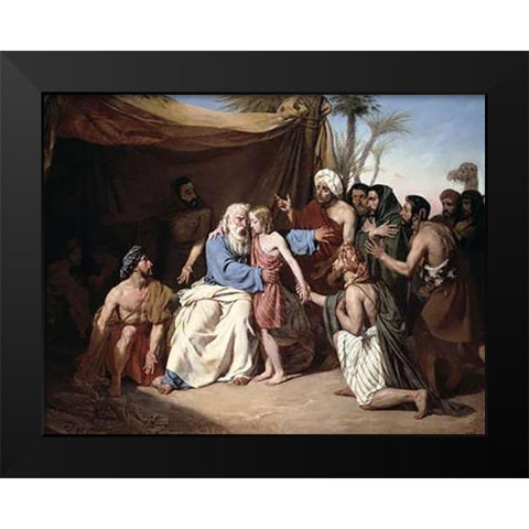 Jacob Refusing To Let Benjamin Leave Black Modern Wood Framed Art Print by Roger, Eugene