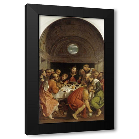 Last Supper Black Modern Wood Framed Art Print with Double Matting by Romanino