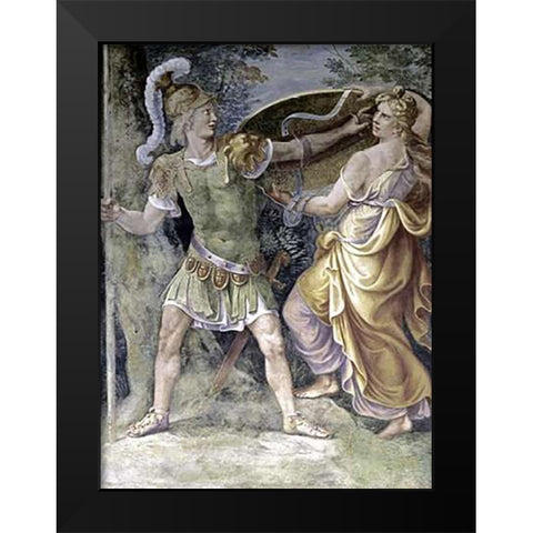 Thetis Arming Achilles Black Modern Wood Framed Art Print by Romano, Giulio