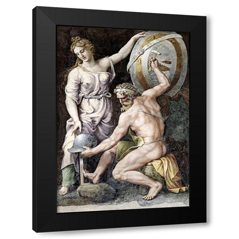 Vulcan Forging Armour For Achilles Black Modern Wood Framed Art Print with Double Matting by Romano, Giulio