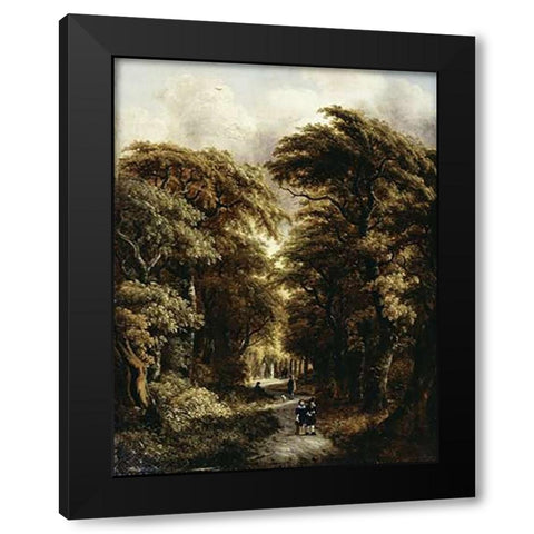 In The Forest Black Modern Wood Framed Art Print by Rombouts, Gillis