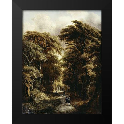 In The Forest Black Modern Wood Framed Art Print by Rombouts, Gillis