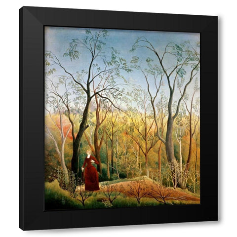 A Stroll in the Woods Black Modern Wood Framed Art Print by Rousseau, Henri