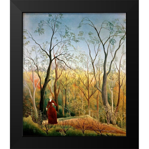 A Stroll in the Woods Black Modern Wood Framed Art Print by Rousseau, Henri