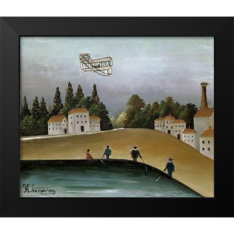 Fishermen with their Lines Black Modern Wood Framed Art Print by Rousseau, Henri