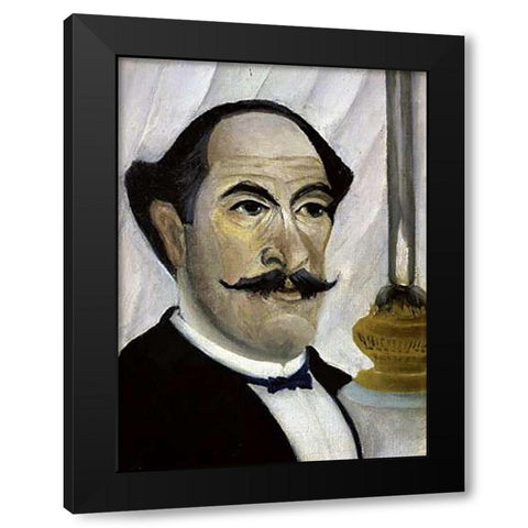 Portrait of The Artist Black Modern Wood Framed Art Print with Double Matting by Rousseau, Henri
