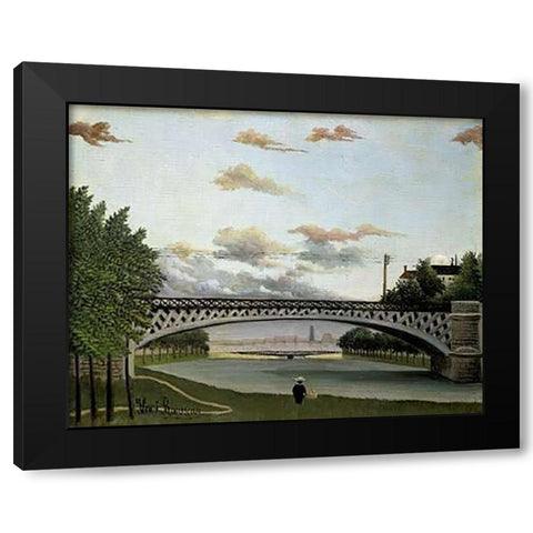 The Charenton Bridge Black Modern Wood Framed Art Print with Double Matting by Rousseau, Henri