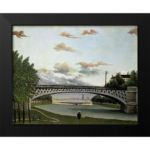 The Charenton Bridge Black Modern Wood Framed Art Print by Rousseau, Henri