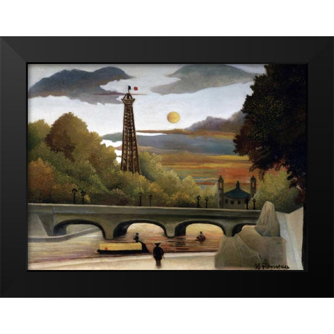 The Eiffel Tower Black Modern Wood Framed Art Print by Rousseau, Henri