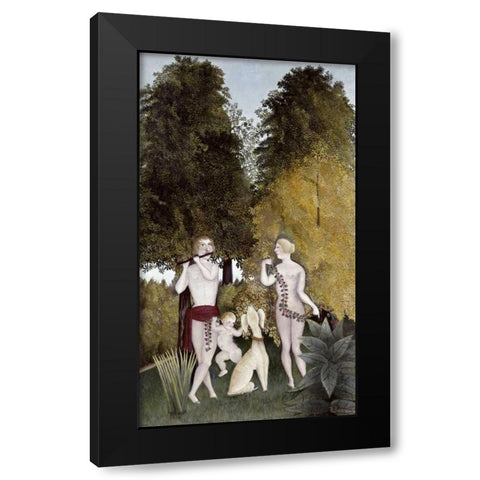 The Happy Quartet Black Modern Wood Framed Art Print with Double Matting by Rousseau, Henri
