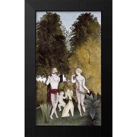 The Happy Quartet Black Modern Wood Framed Art Print by Rousseau, Henri